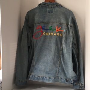 Size 2X Fashion GEEK Chicago Denim Jacket Jean Jacket
